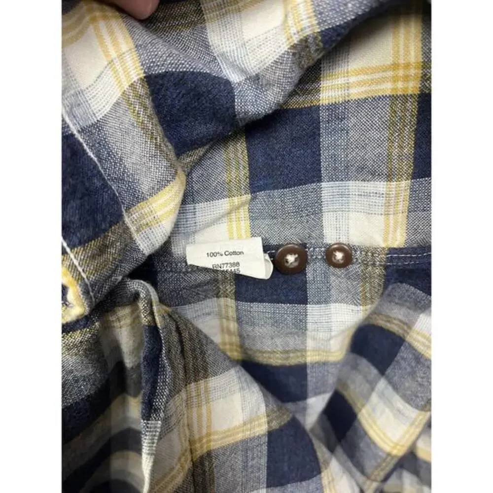 J Crew Shirt‎ Mens Large Homespun Slim Fit Blue Yellow Plaid Long Sleeve Cotton